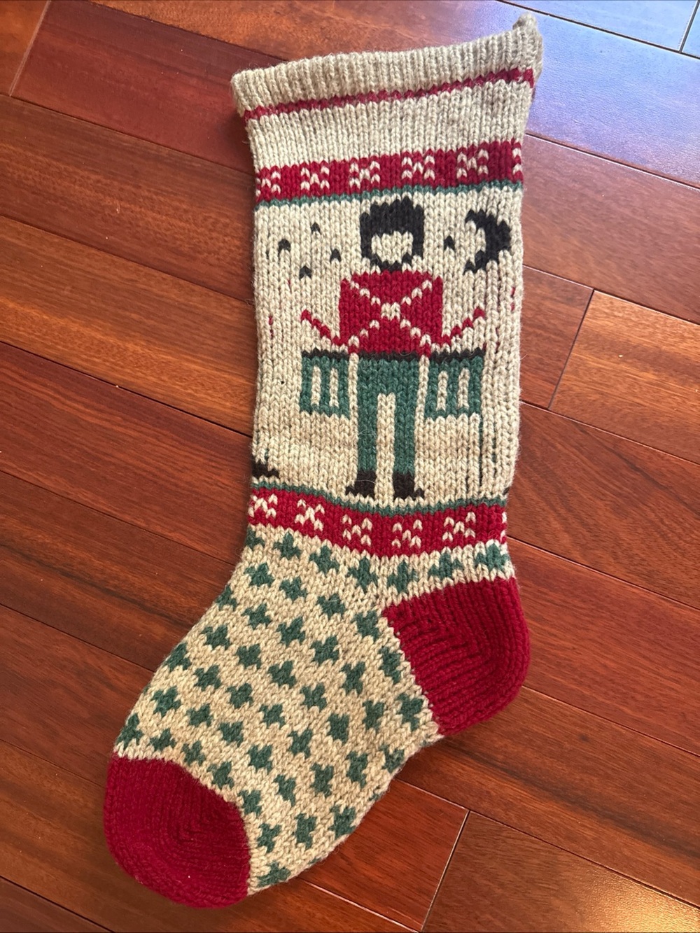 Annie’s Woolen 100% Wool Christmas Stocking Nutcracker 21 In By 9 In